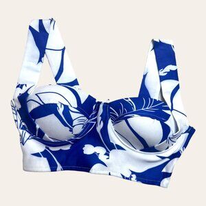 NEW Strap White/Blue Printed Top